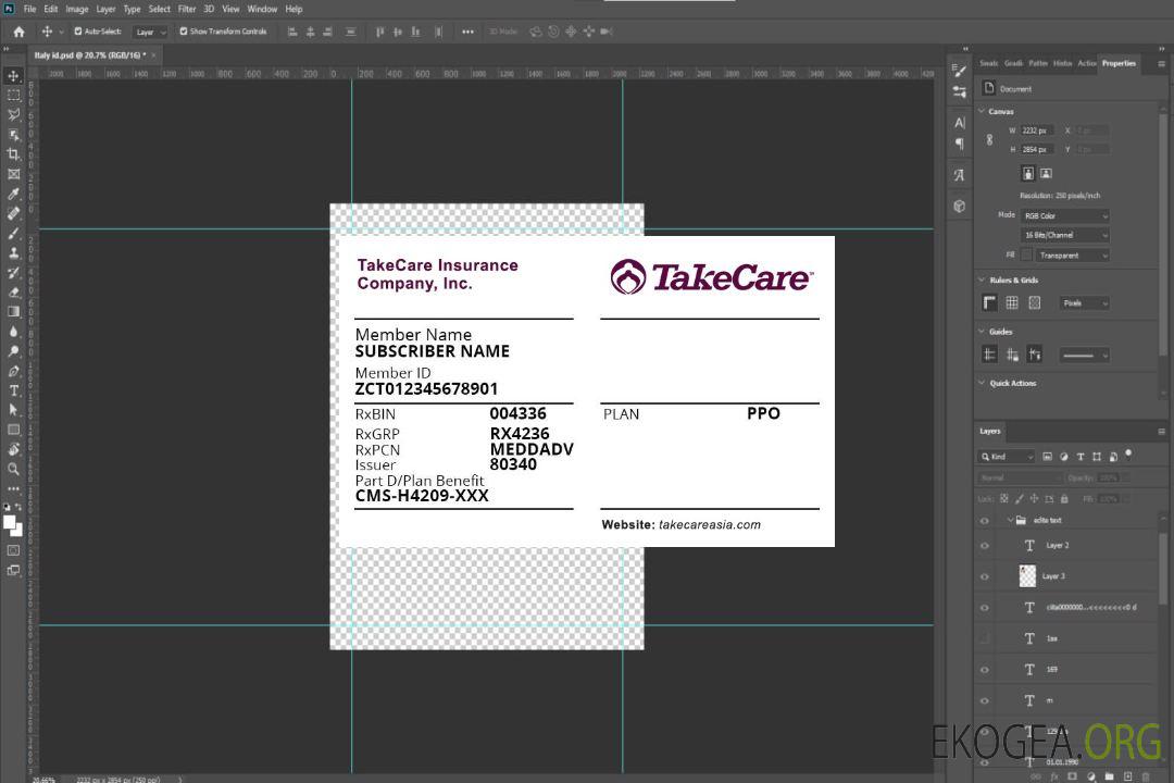 Carte d'assurance maladie de Micronésie template